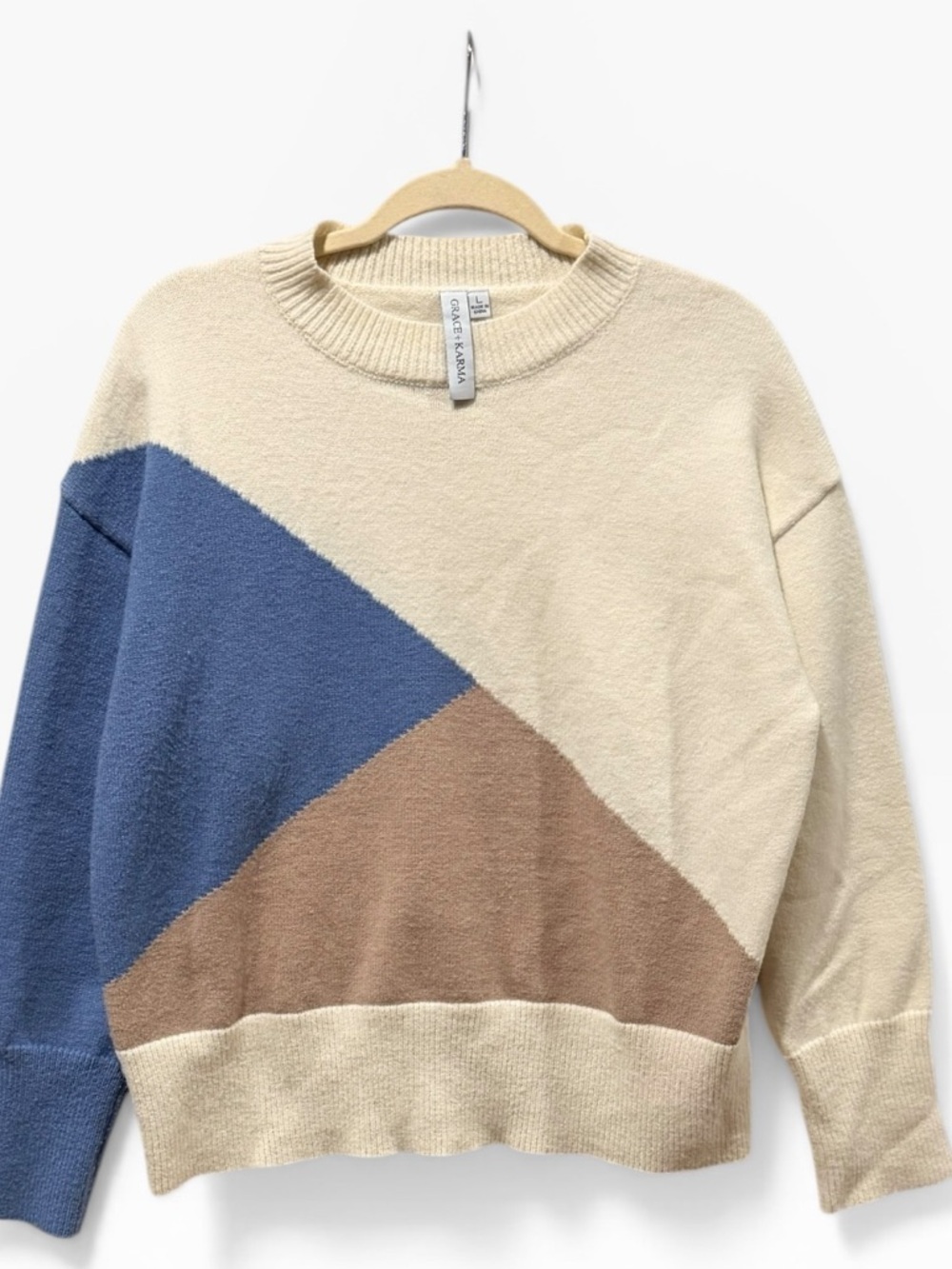 Grace Karma Crewneck Sweater Large Colorblock